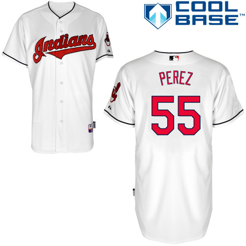 Roberto Perez #55 MLB Jersey-Cleveland Indians Men's Authentic Home White Cool Base Baseball Jersey
